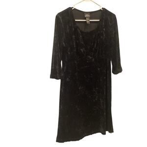Vtg Women Crushed Velvet Mini Dress Sz 8 Black Gothic Whimsigoth Witchy Babydoll